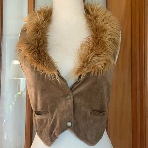 Brown faux fur festival vest